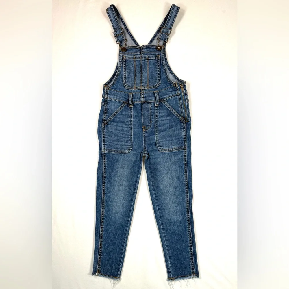 OSHKOSH B’GOSH Girls Denim Overalls Tapered Raw Hem 5 Casual Stretch Classic‎